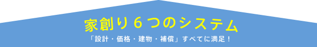 家創り6つのシステム「設計・価格・建物・保証」すべてに満足！